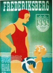 Original Vintage Poster FREDERIKSBERG SCHWIMMHALLE 1938 - Bild 1 von 1