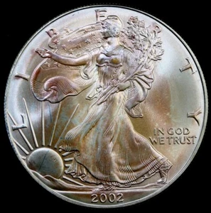 2002 American Silver Eagle - Brilliant Uncirculated TONED us#129 - Picture 1 of 2