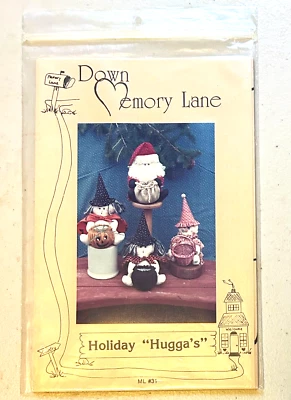Down Memory Lane pattern Holiday Hugga's Santa Witch Clown doll decorations - Image 1 of 4