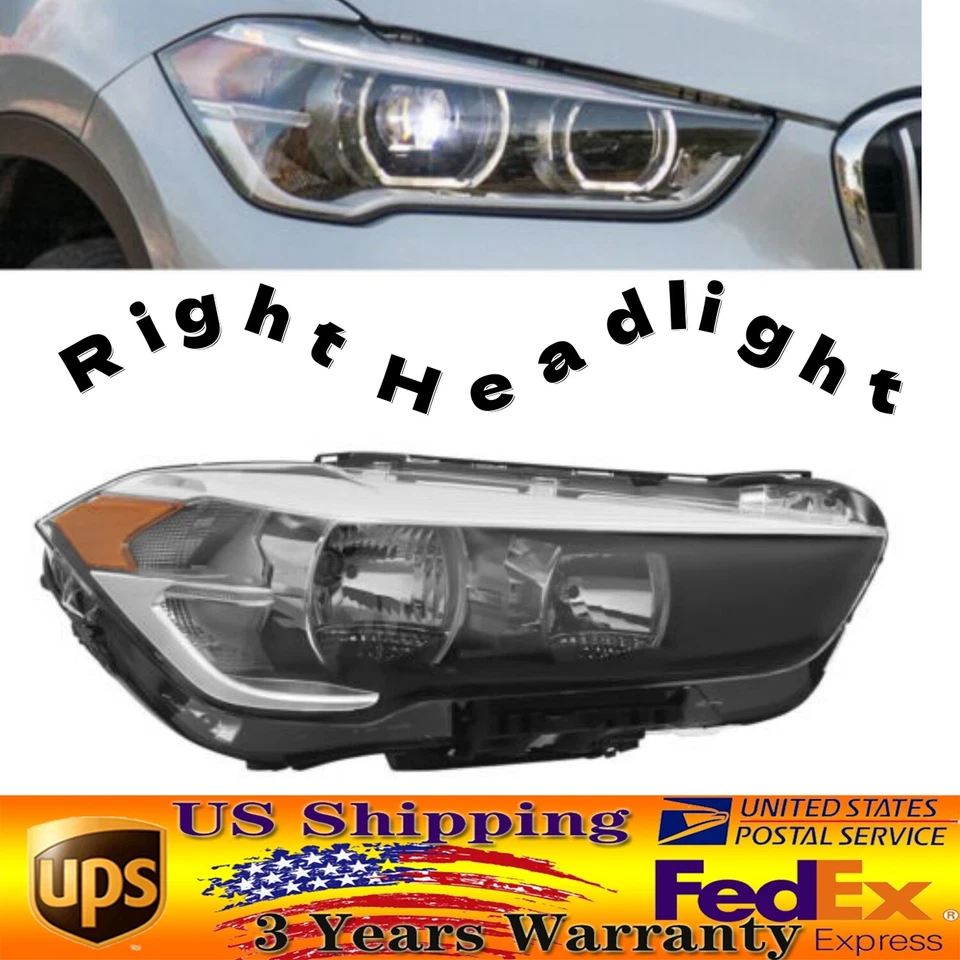 Right Passenger Side Headlight For 2016-22 BMW X1 Models Only Halogen Headlight! Foto 1 de 4