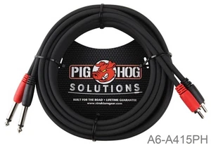 15ft Pig-Hog Dual 1/4" TS Mono Male Plug to 2-RCA Male Plug Audio Cable - Picture 1 of 1