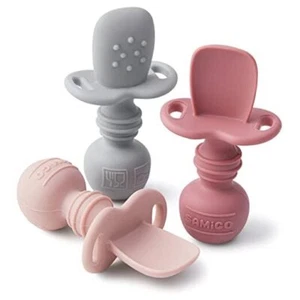 Silicone Baby Spoons Self Feeding 6+ Months - Infant Toddler Utensils - Rosy - Picture 1 of 7