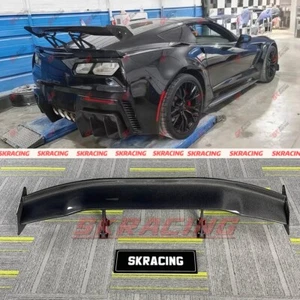 Carbon Fiber/Glossy Black For Chevrolet Corvette C7 2014-2019 Rear Spoiler Wing - Picture 1 of 34