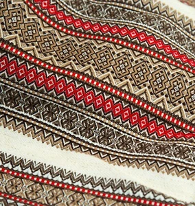 Tablecloth Decorative Ukrainian ornament Wedding folk decor Gray Brown Red - Picture 1 of 6