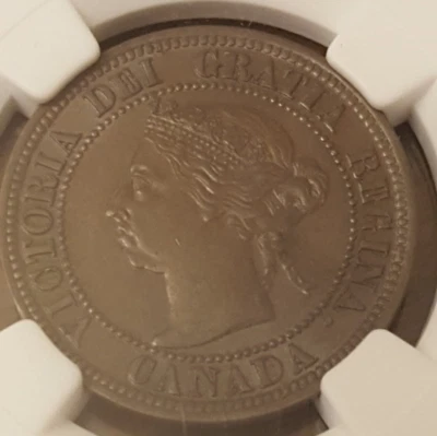 1891 Canada Cent Large Leaves Small Date LLSD NGC AU58  - Image 1 of 3