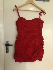 Red Ruched Corset Style Dress 14- I Saw It First BNWT - Picture 1 of 5