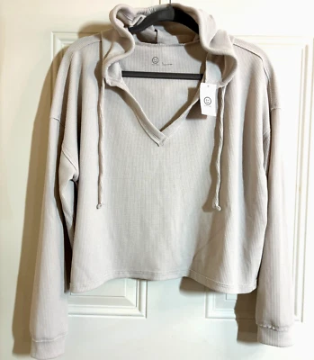 Blusa pulóver con capucha Gilly Hicks acogedora con cuello en V gofre para mujer talla grande Foto 1 de 4