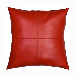 Genuine Lambskin Leather Cushion Cover Decorative Throw Home Décor Red