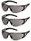 3 Pair/Pack Pyramex Fyxate Smoke/Gray Safety Glasses Sunglasses Z87+