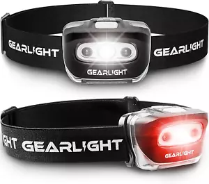 2Pack LED Headlamp Outdoor Camping Lights with Adjustable Band 7 Modes Red Light - Picture 1 of 12