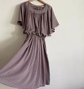 Vintage 90s Purple Taupe Satin Midi Dress Boho Retro Dress Square Check - Picture 1 of 14