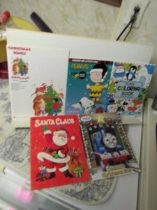 Lot of 4 + Christmas Tomas the Train, Peanuts, Vtg. Santa Coloring Books + Songs - Picture 1 of 10