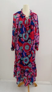 Sportsgirl Dress Size 10 Pink Purple Floral Long Sleeve High Collar - Picture 1 of 16