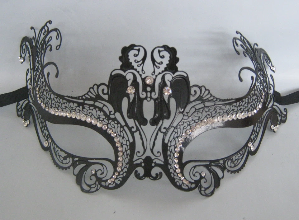 Black Filigree Metal Venetian Party Masquerade Mask No 28 Express Post Available - Image 1 of 1