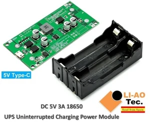 Modulo Alimentatore 5V 3A 15W UPS Ininterrotto 18650 Caricabatterie Litio - Foto 1 di 9
