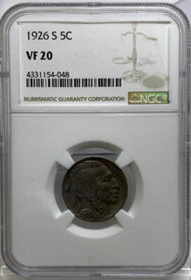 1926-S Buffalo Nickel NGC VF20 - Image 1 of 3