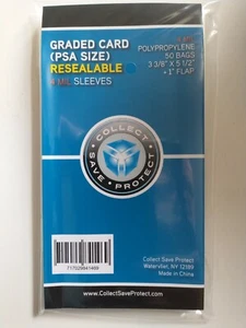 (50) CSP PSA Graded Card Sleeves NIP 4 MIL Resealable 3 3/8x5 1/2 - Picture 1 of 1
