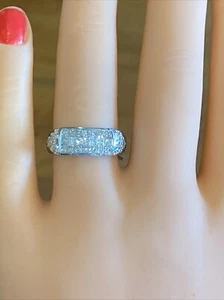 ! 70 % Rabatt 18 Karat Weißgold 2 Karat Prinzessin Schliff unsichtbares Set NATÜRLICHER Diamantring - Bild 1 von 24