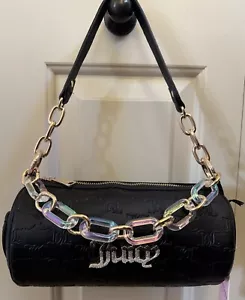 Juicy Couture Exclusive BLING BLING ROLL BAG Barrel 9" Liquorice Black Purse NWT - Picture 1 of 13