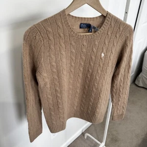 Polo Ralph Lauren Women's Julianna Cable Stitch Wool & Cashmere Sweater Cammel M - Picture 1 of 3