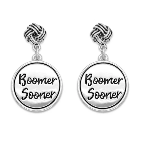 Oklahoma Sooners Boomer Sooner Silver Twist and Shout Earrings Jewelry Gift OU Cover