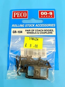PECO 'OO' CALIBRE GR-104 PAR DE BOGIES/RUEDAS Y ACOPLADORES AUTOCAR - ¡NUEVO Y SELLADO! - Imagen 1 de 1