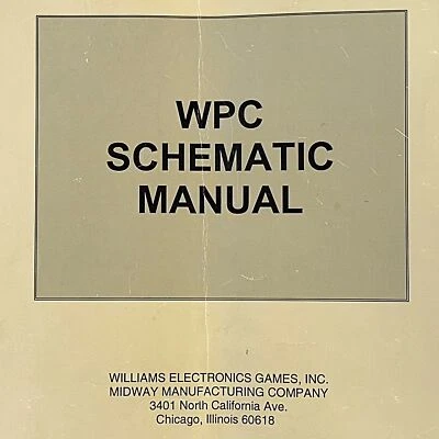 Williams Bally Pinball Machine WPC Schematic Manual 16-9834 June 1994 ORIGNIAL - Image 1 of 3