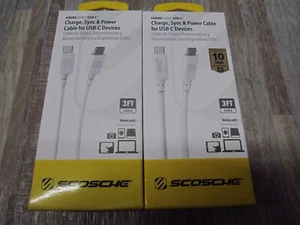 2 PACKS Scosche Strikeline USB-C To Micro USB Lightning Charge and Sync Cable NE - Picture 1 of 4