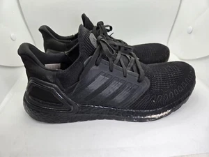 Adidas UltraBoost 20 Shoes Men's 10 Triple Black Running Athletic Gym Sneakers - Picture 1 of 9