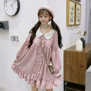 Damen Mädchen Lolita japanisches Kleid Vintage Stickerei Rüschen Spitze Puff Ärmel - Bild 1 von 7