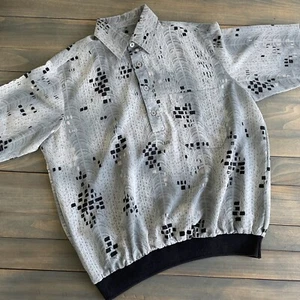 Vintage 1980er D'Accord kurzärmliges graues Hemd mit abstraktem Druck Herren Medium (S7) - Bild 1 von 9