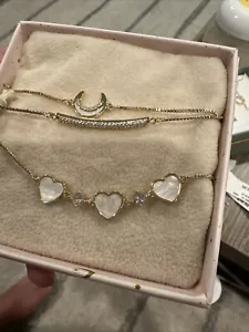 3 PcArm Candy LA Luxe Collection Opal Cubic Zirconia Flower Heart Gold Bracelets - Picture 1 of 3