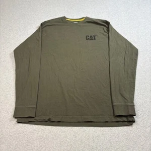 Caterpillar Shirt Men L Olive Green Long Sleeve Crewneck Tee Workwear Outdoors - Picture 1 of 7