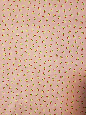 Cotton Fabric 42" x 35" Pink w/Multicolor Circles Fabric Traditions 2005 - Image 1 of 4