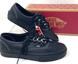 black leather lace up vans