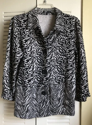 Notations Women's Medium Blazer Suit Jacket 3/4 Sleeve Zebra Print ~EUC~ - Image 1 of 4