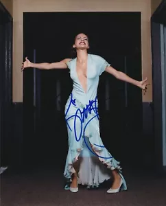 VINTAGE PHOTOGRAPH: AUTOGRAPHED PHOTO BRITTANY MURPHY, SEXY BLUE DRESS - Picture 1 of 2