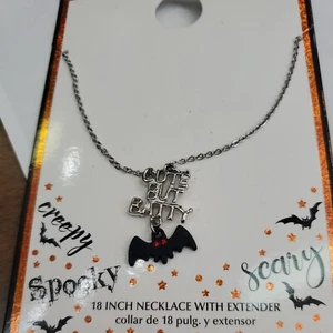 3Hs Halloween Creepy Scary Spooky Cute But Batty Necklace - Picture 1 of 2