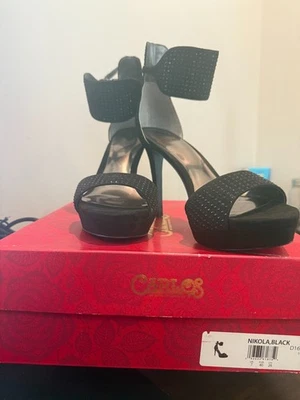 Sexy, Tacones de Vestir para Mujer Carlos Santana, Negros, Estrás, 9M, Excelente Estado Foto 1 de 4