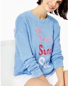 Lilly Pulitzer Poppy Sweater Blue Peri Sun Intarsia Sz L NWT $138 - Picture 1 of 6