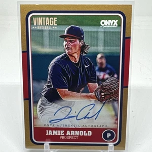 Onyx Vintage 2025/10 Gold Red Jamie Arnold Auto 2025 Draft Oakland A’s - Imagen 1 de 3