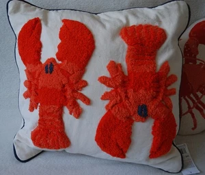 100% Cotton Tufted Red Lobster Natural Cushion Decorative Pillow 45cm Stunning - Picture 1 of 4