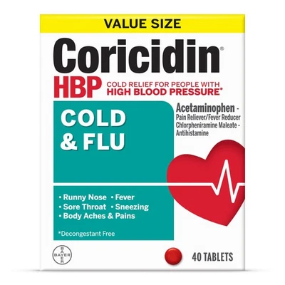 Cold and Flu Relief Tablets 40ct for High Blood Pressure Symptoms - Image 1 of 4