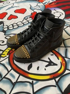 Gucci hi-top leather sneakers in black 39EU - Image 1 of 4
