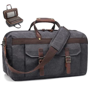 Seesack für Herren Wasserdicht Echtleder Canvas Reisetasche für W... - Bild 1 von 7