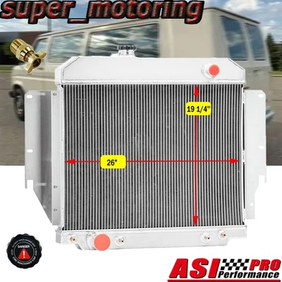 3-Core Radiator Fit 1975-1991 Ford E100 E150 E250 E350 Econoline Club Wagon 5.0L - Image 1 of 4