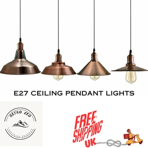 Pendelleuchte Kupfer Vintage Industrial Metall Retro Deckenschirm Modern Hängend - Bild 1 von 24