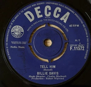 BILLE DAVIS TELL HIM 7" DECCA (1963) VG+ POP ENGLAND FEMALE VOCAL - Picture 1 of 3