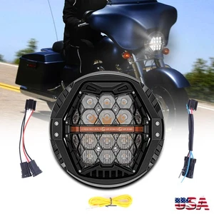 7'' LED Honeycomb Headlight Hi-Lo Sealed Amber DRL For Street Glide FLHX/I 2006+ - Bild 1 von 18
