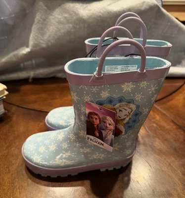 Nueva Bota de Lluvia Disney Frozen Niña Talla 11/12 Anna & Elsa Copo de Nieve Foto 1 de 4